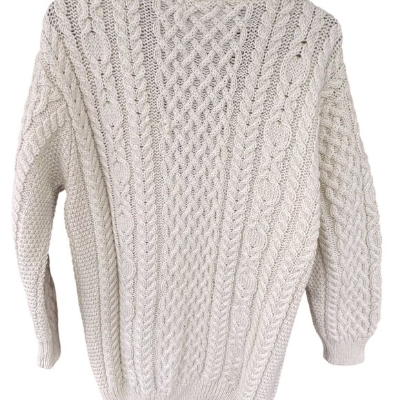 Aran Crafts XL Irish Cable Knit Cardigan Sweater 100% Merino Wool Cream - Picture 2 of 10